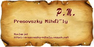 Presovszky Mihály névjegykártya